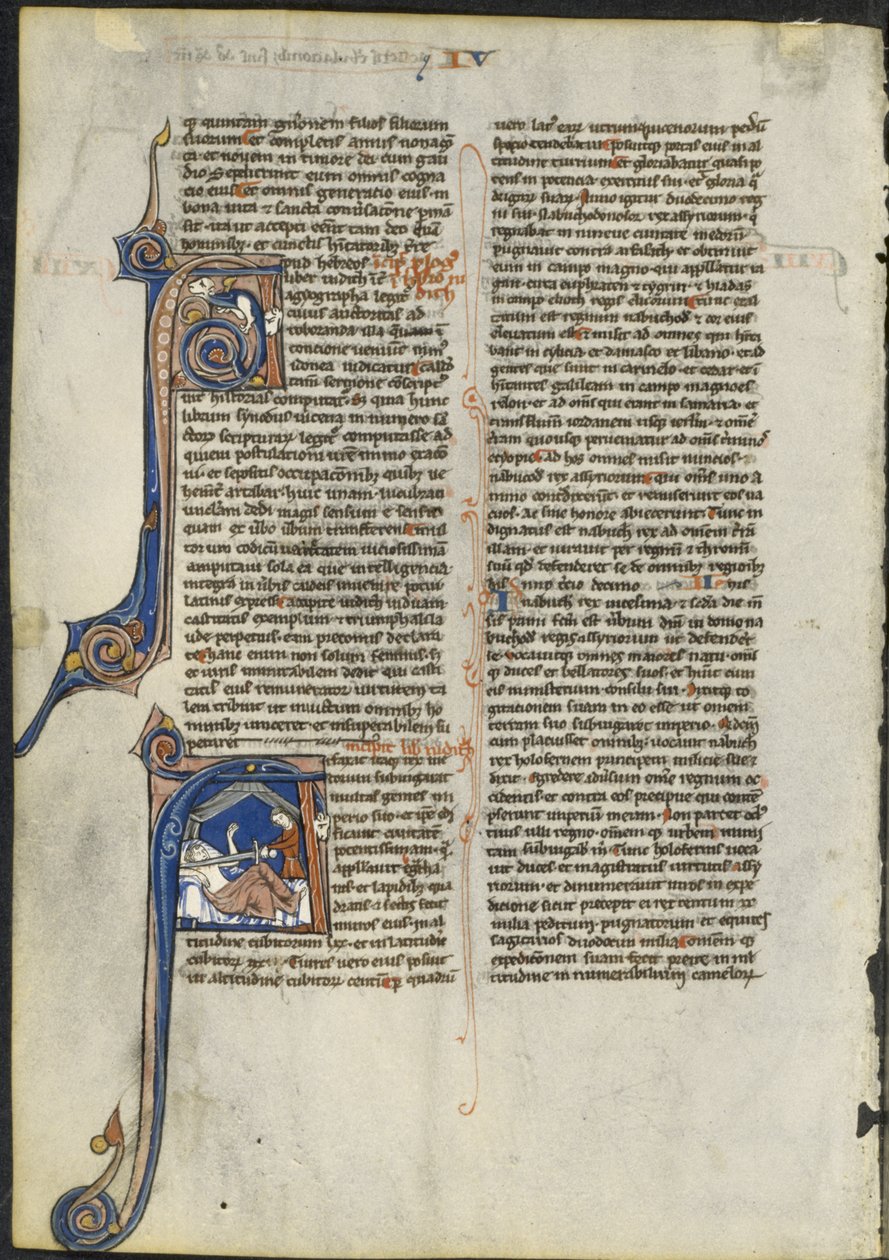 Blad fra en latinsk bibel: Initial A og Initial A: Judith halshugger Holofernes af circle or workshop of Leber Group