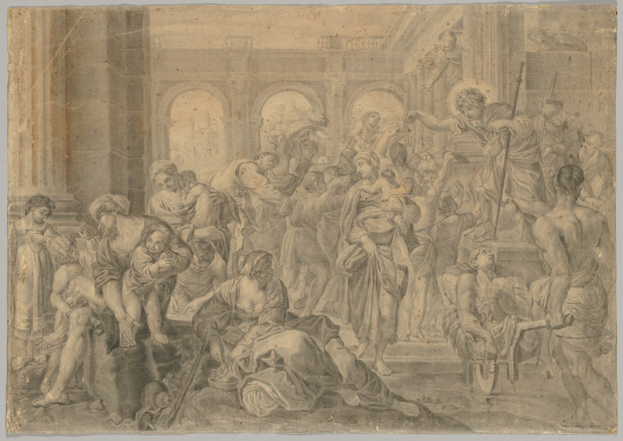 Kopi af Annibale Carraccis St. Roch Giving Alms af copy after Annibale Carracci