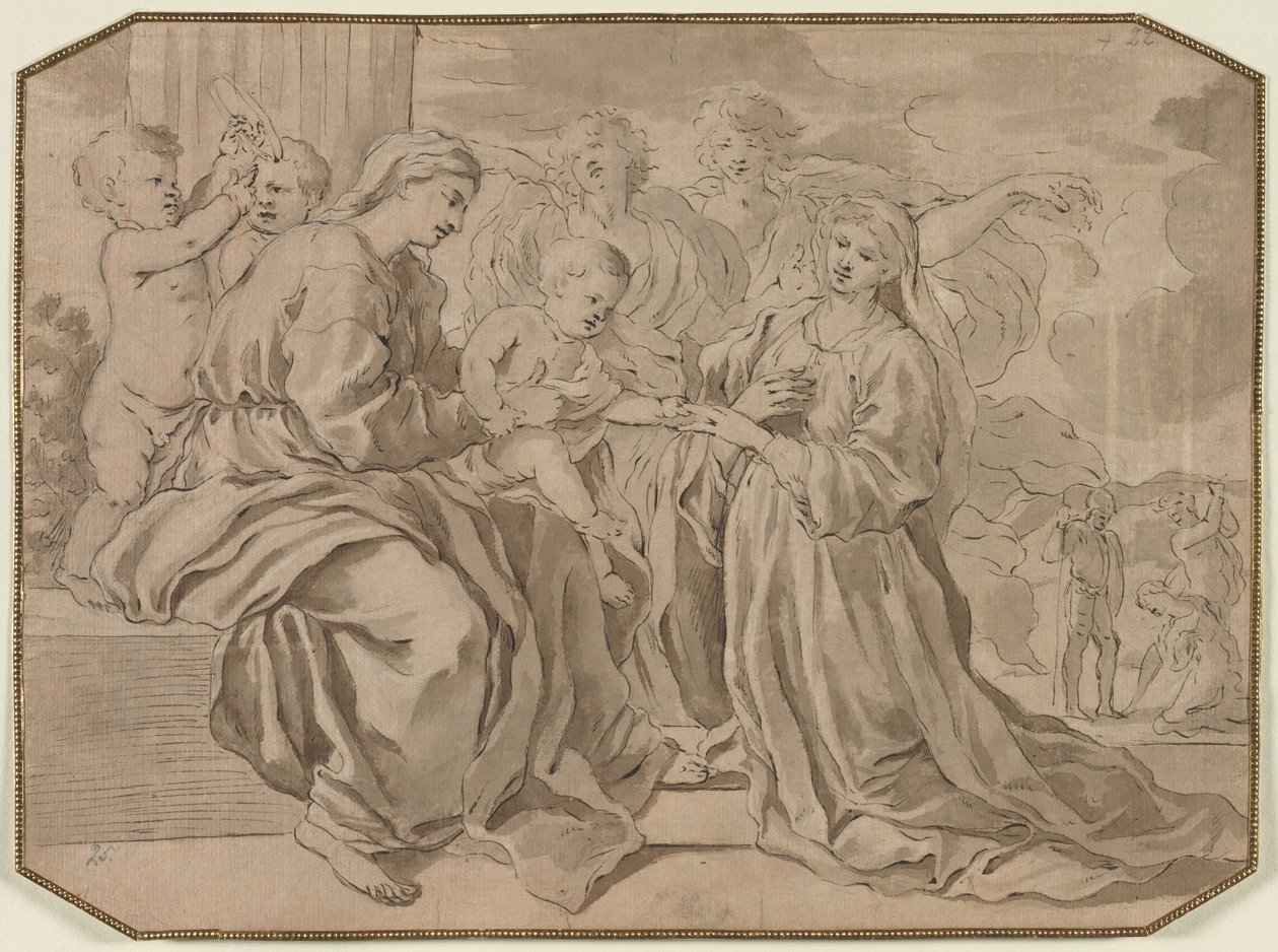 St. Catherines mystiske ægteskab af copy after Nicolas Poussin