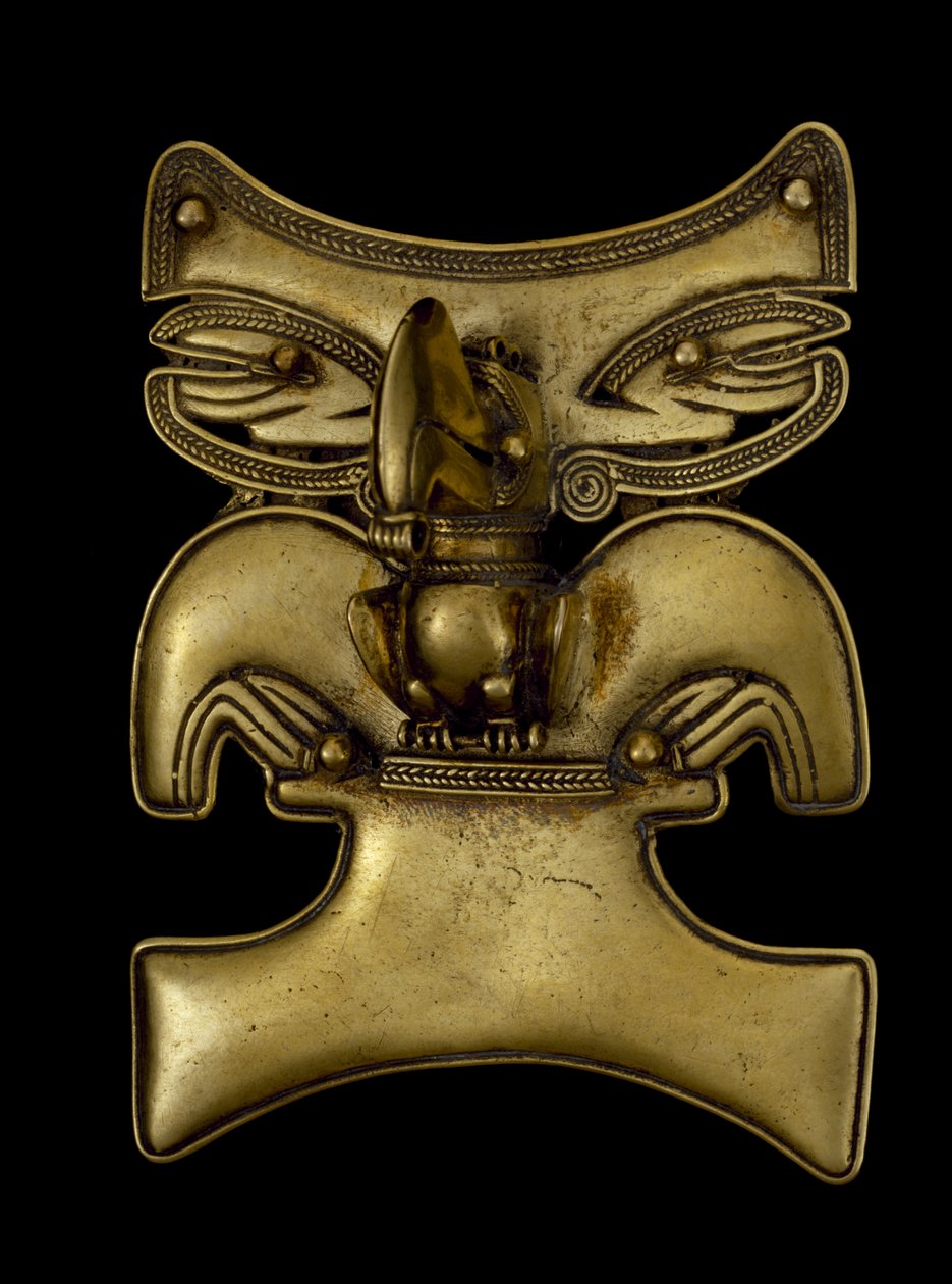 Vedhæng af en shaman forvandlet til en tukan, 500-1550 AD (guld) af culture Tairona