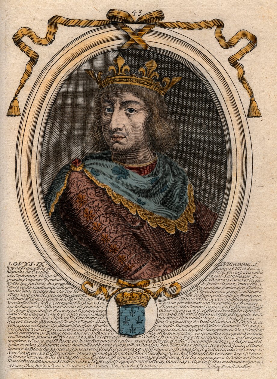 Portræt af Saint Louis (Saint-Louis, Louis IX (1214-1270) - Saint Louis IX (1214-1270) konge af Frankrig - gravering fra 