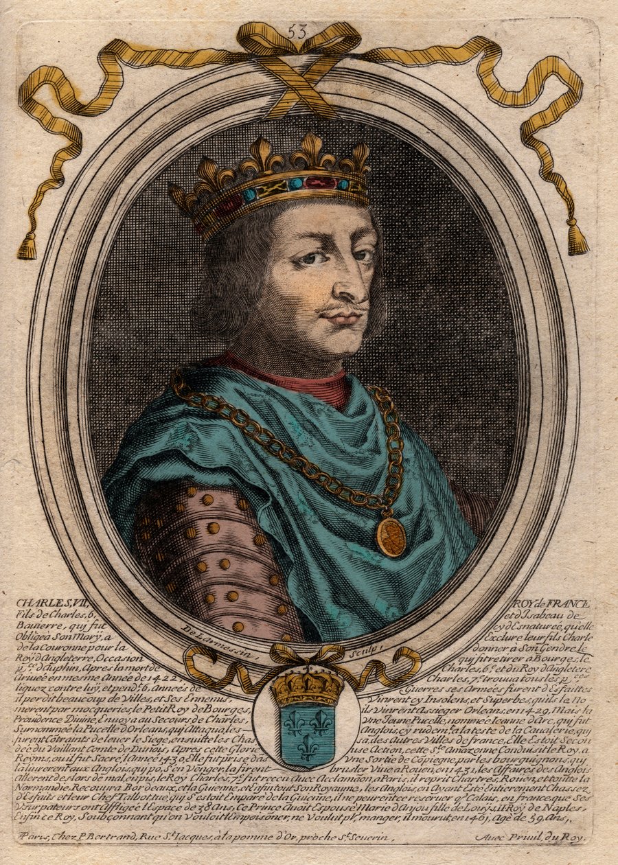 Portræt af Charles VII (1403-1461) Konge af Frankrig - CHARLES VII (1403-1461) Konge af Frankrig af de Larmessin