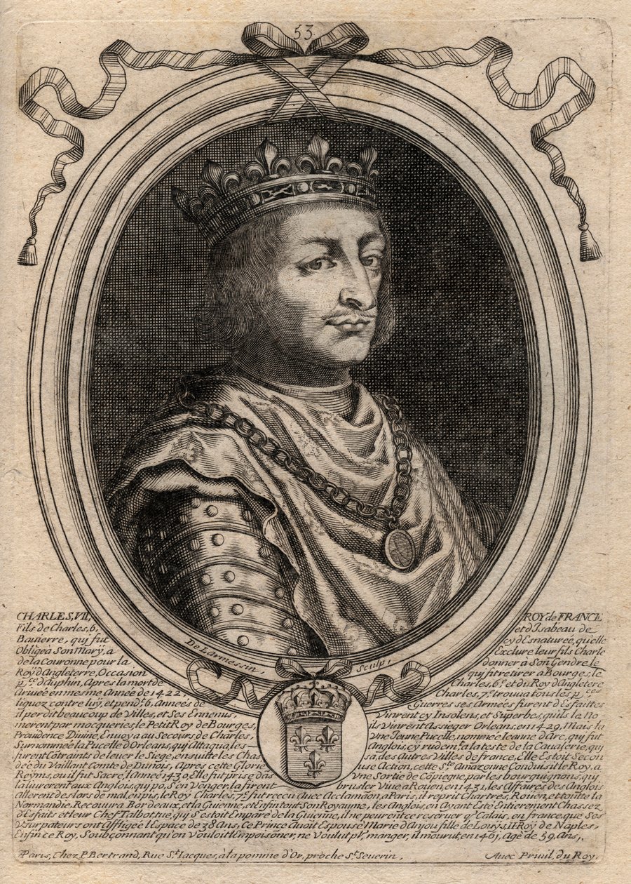 Portræt af Charles VII (1403-1461) Konge af Frankrig - CHARLES VII (1403-1461) Konge af Frankrig af de Larmessin