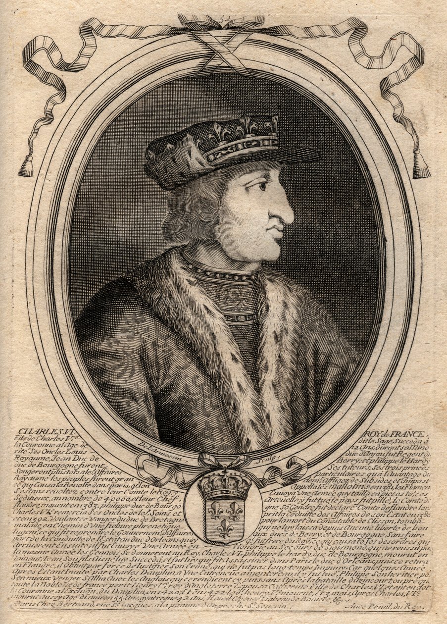 Portræt af Charles VI (1368-1422), konge af Frankrig - CHARLES VI (1368-1422) konge af Frankrig af de Larmessin
