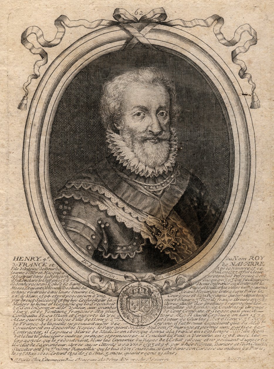 Portræt af Henrik IV (1553-1610) Konge af Frankrig - Portræt af Henrik IV (1553-1610) Konge af Frankrig - gravering fra 