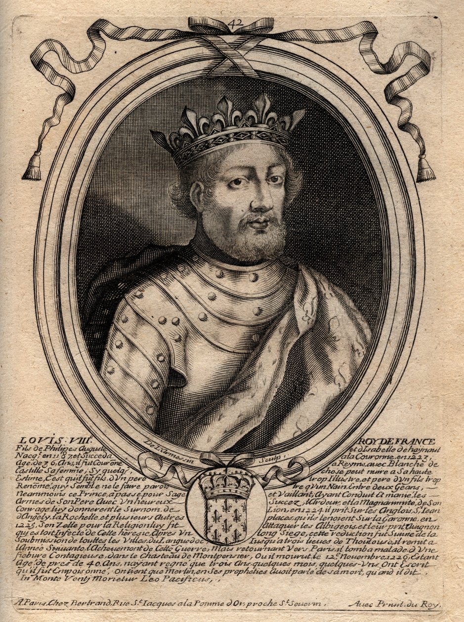Portræt af Louis VIII (1187 - 1226), konge af Frankrig - Louis VIII (1187-1226) konge af Frankrig - gravering fra 