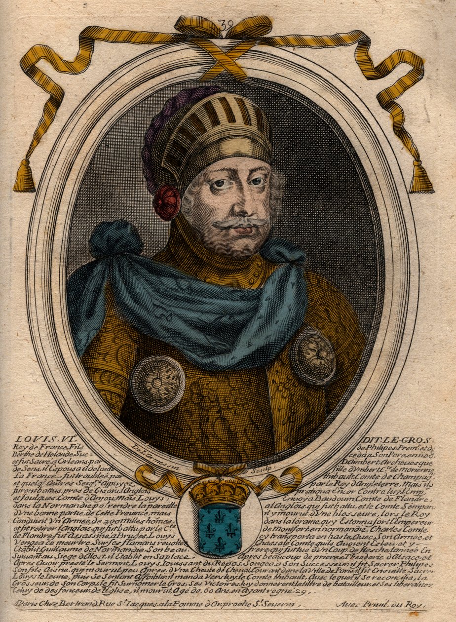 Portræt af Louis VI, kaldet The Fat - gravering fra 