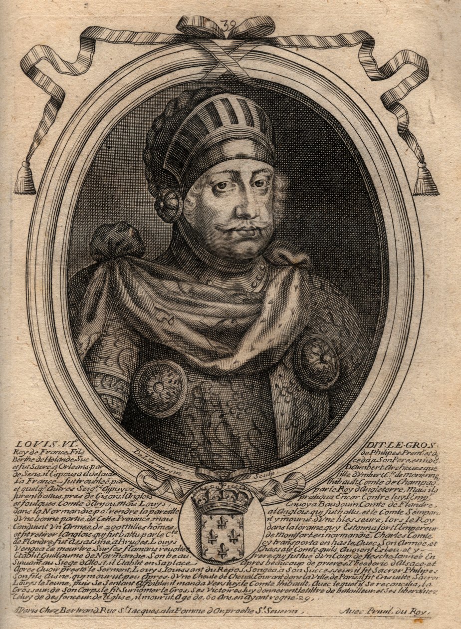 Portræt af Louis VI, kaldet The Fat - gravering fra 