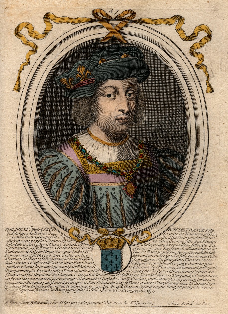 Portræt af Filip 5. den lange (1294-1322), konge af Frankrig - Filip 5. (1294-1322) 