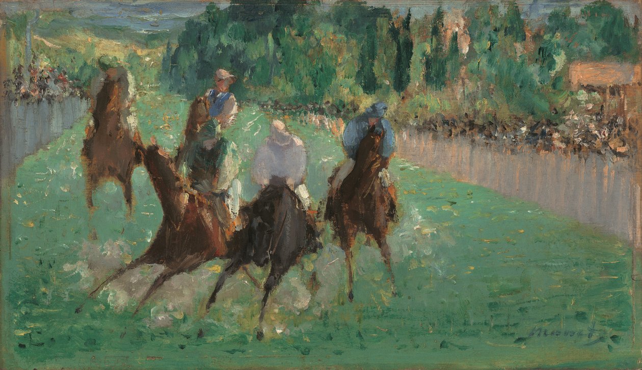 At the Races, ca. 1875 (olie på træ) af Édouard Manet