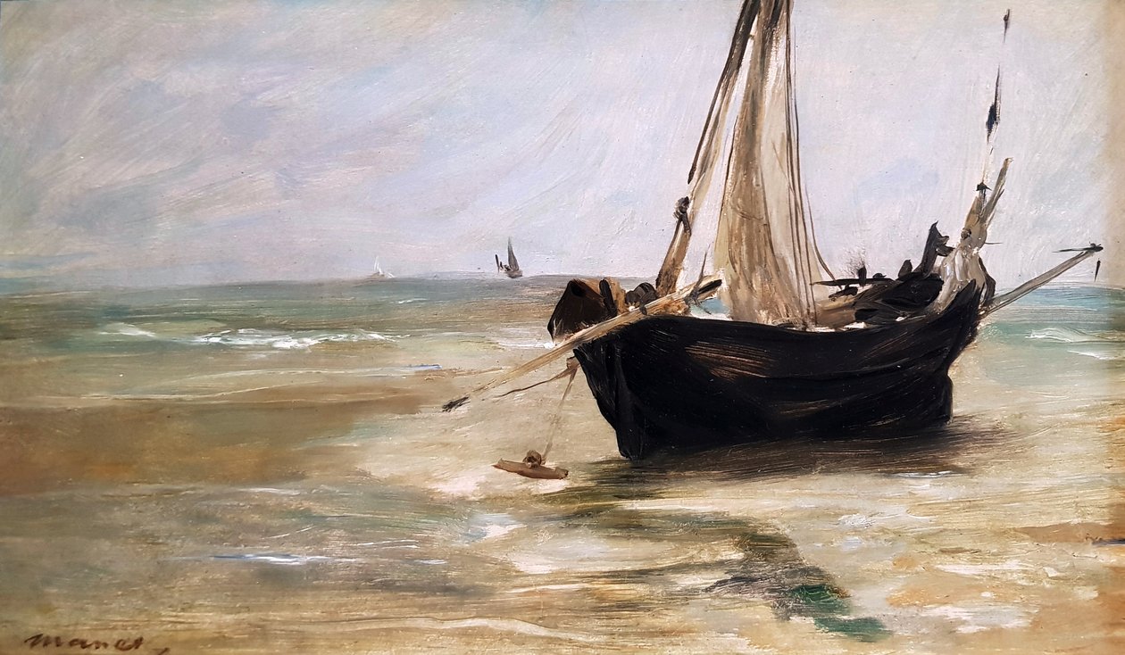 Sort båd nær Berck af Édouard Manet