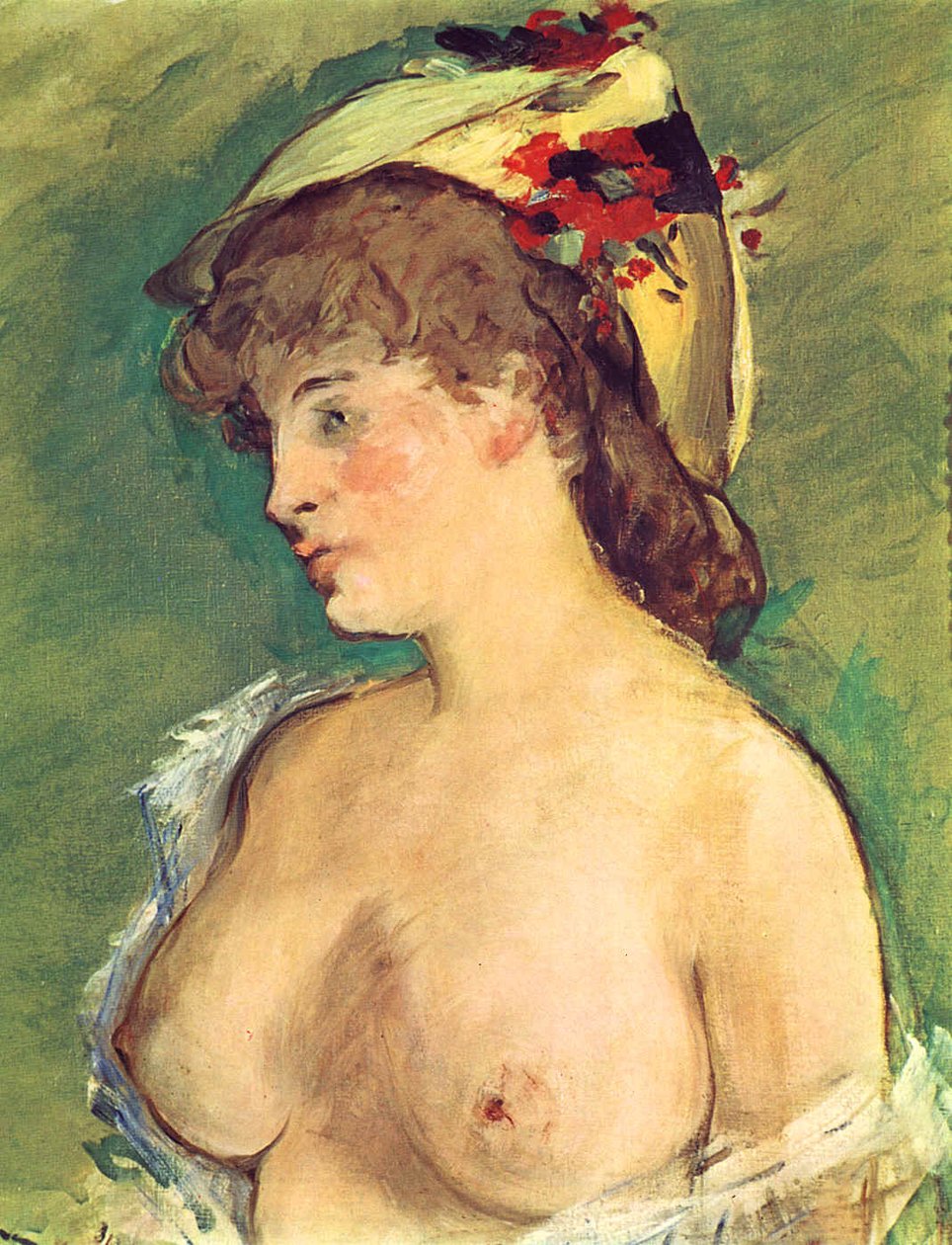Blond kvinde med bare bryster af Édouard Manet