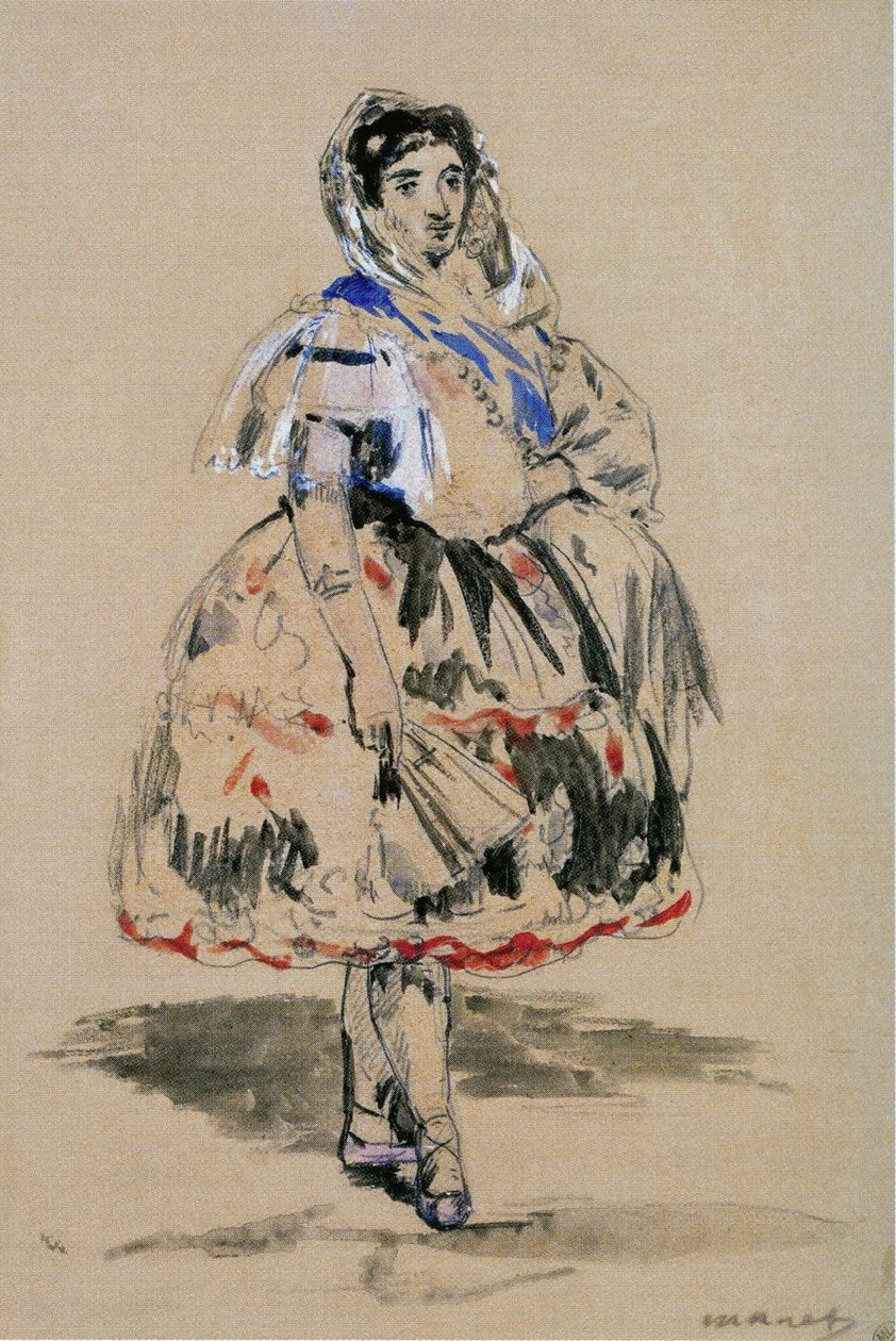 Fransk: Lola de Valence (akvarel) af Édouard Manet