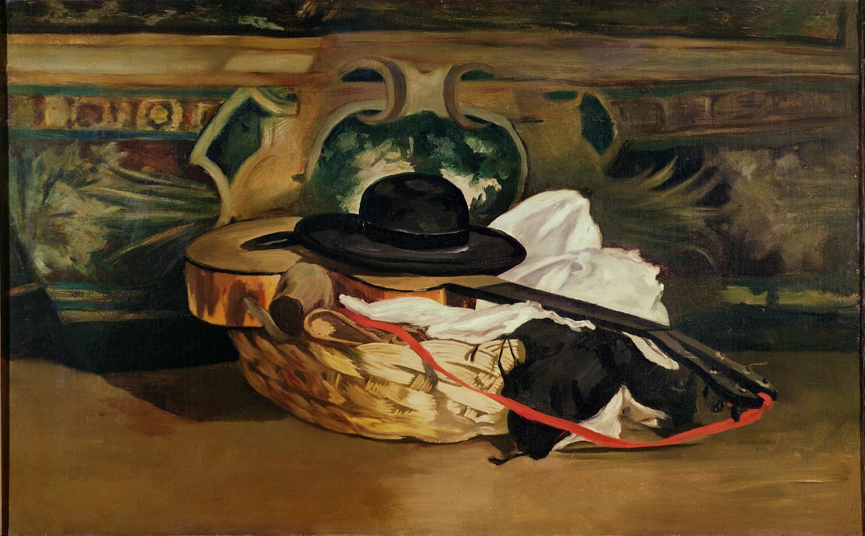Stilleben: Guitar og Sombrero, 1862 af Édouard Manet