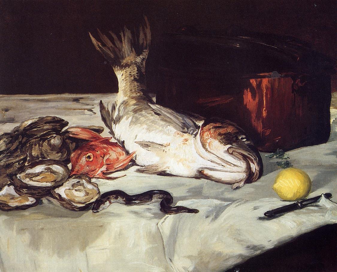 Stilleben med fisk af Édouard Manet