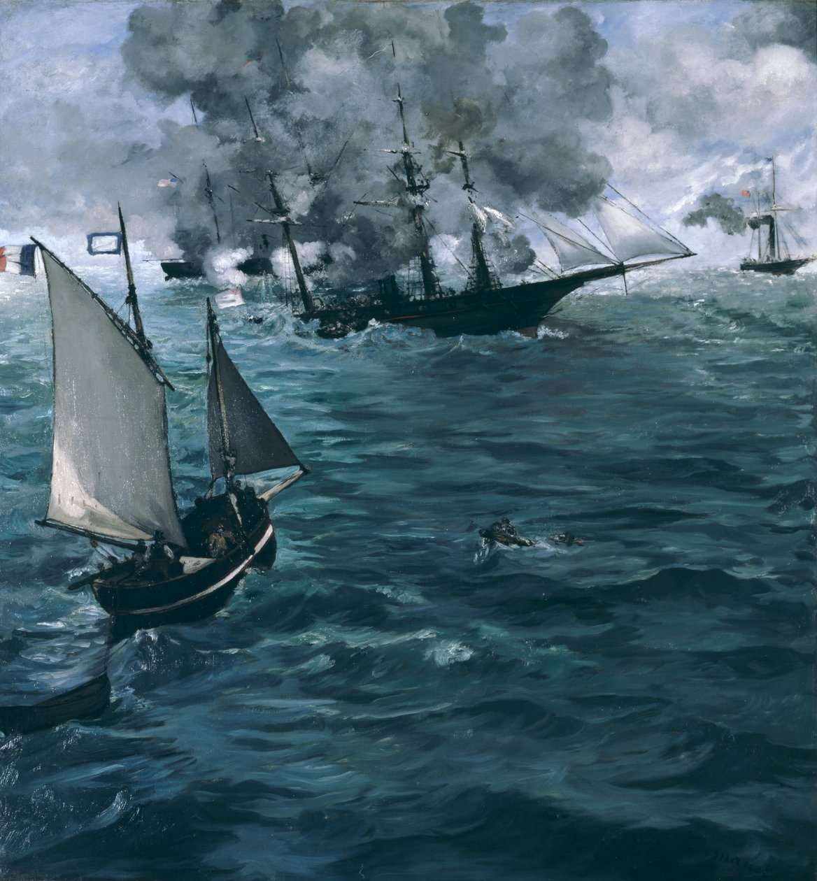 Slaget ved U.S.S. Kearsarge og C.S.S. Alabama af Édouard Manet