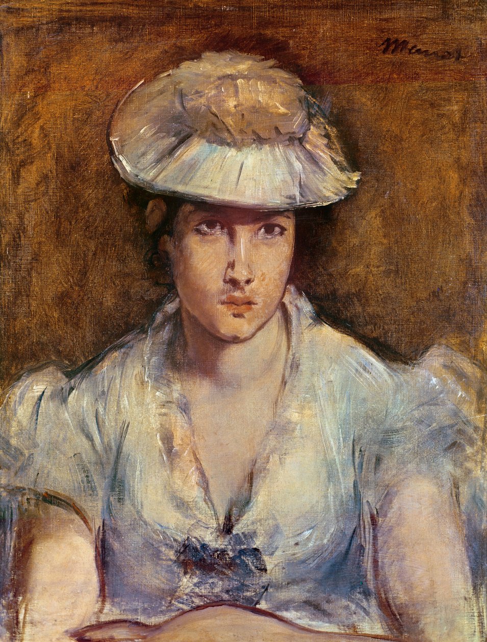 Ung pige klædt i hvidt eller Marguerite Gauthier-Lathuille, ca. 1878 af Édouard Manet