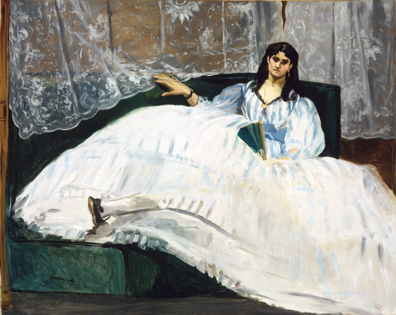 Kvinde med ventilator af Édouard Manet