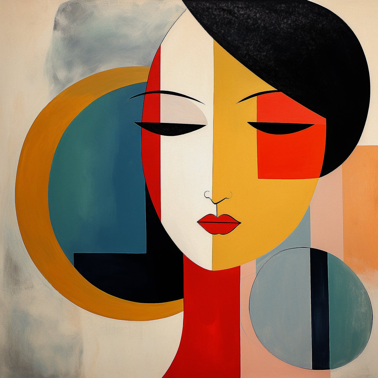 En skandinavisk kvinde, moderne minimalistisk, levende kunst, vægkunsttryk af F. Abderrahim