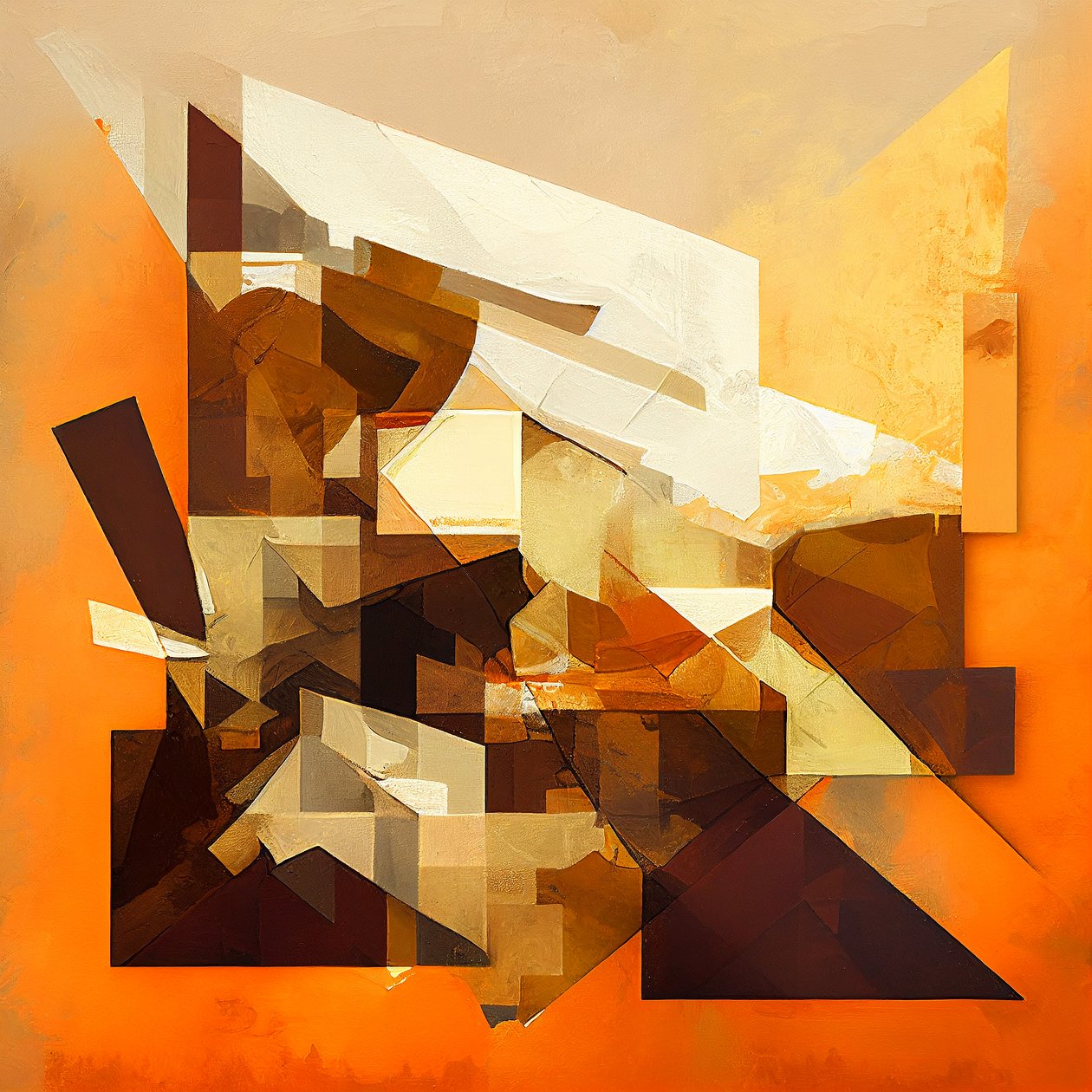 Abstrakt maleri kunst terracotta, Vægkunst | Lærredstryk af F. Abderrahim