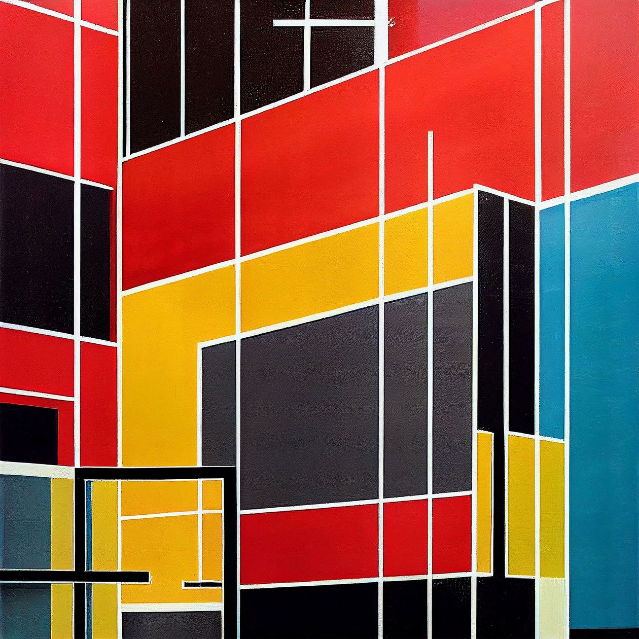 Geometriske arkitektoniske former maler på lærred, vægkunsttryk af F. Abderrahim