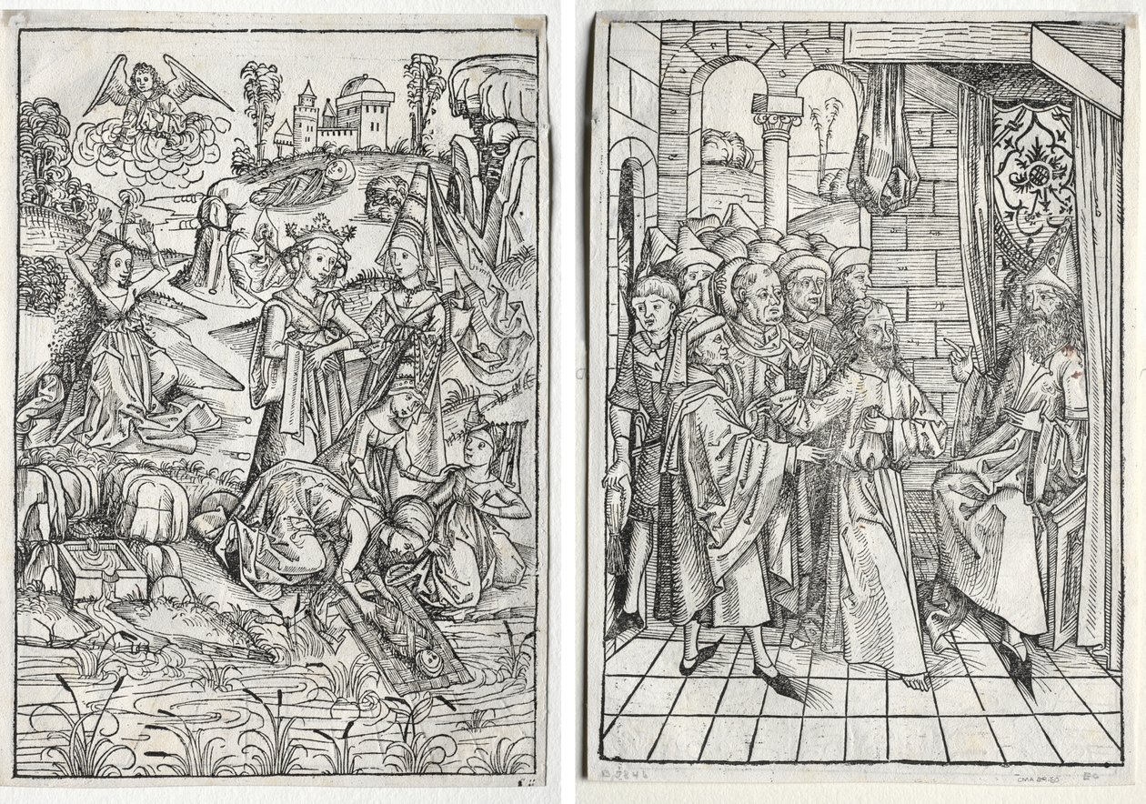 Skattevogteren: Moses fundet af Faraos datter (recto); Skattevogteren: Kristus før Kajfas (verso) af firm of Christophe Philippe Oberkampf