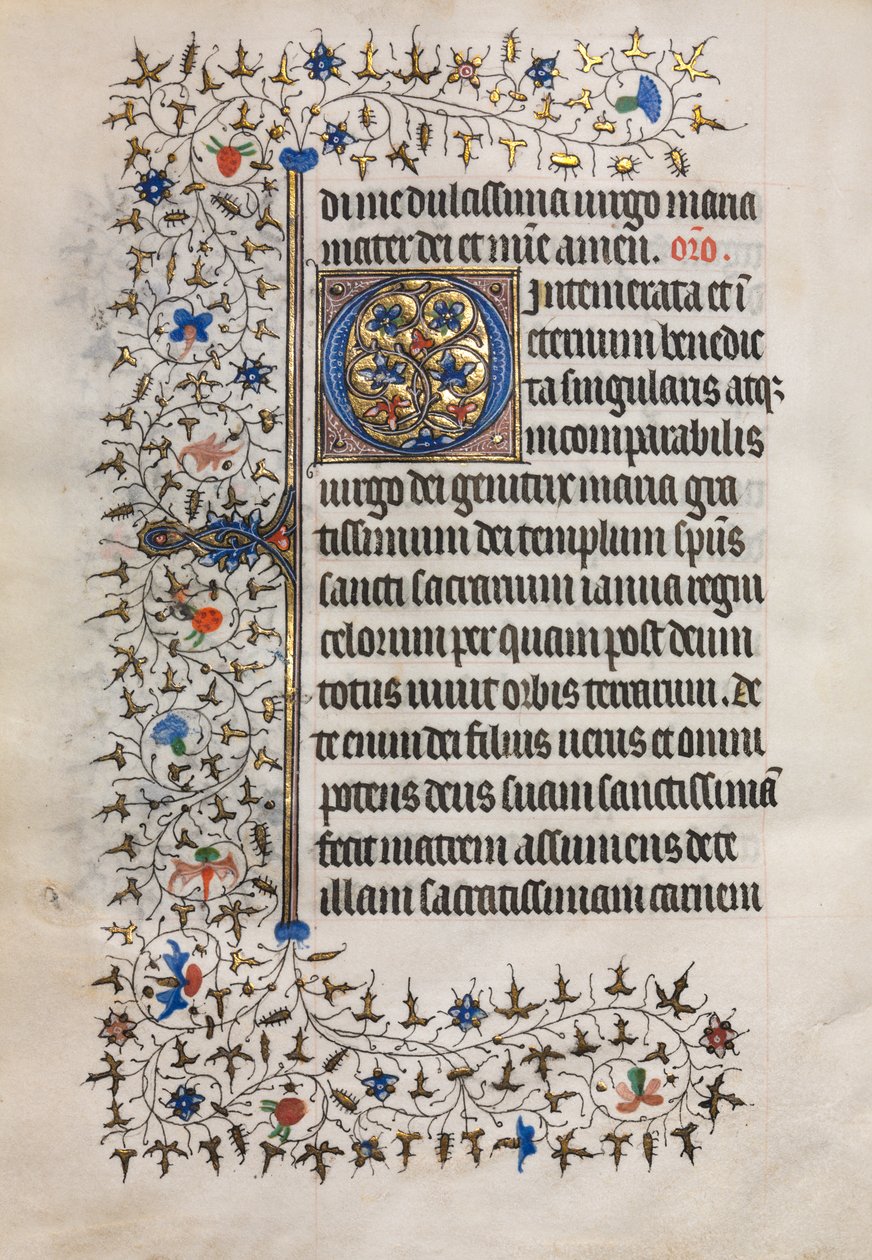 Timebog (Brug af Paris): Dekoreret initial af follower of Boucicaut Master