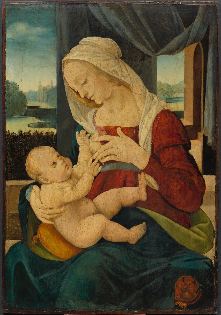 Jomfru og Barn af follower of Lorenzo di Credi