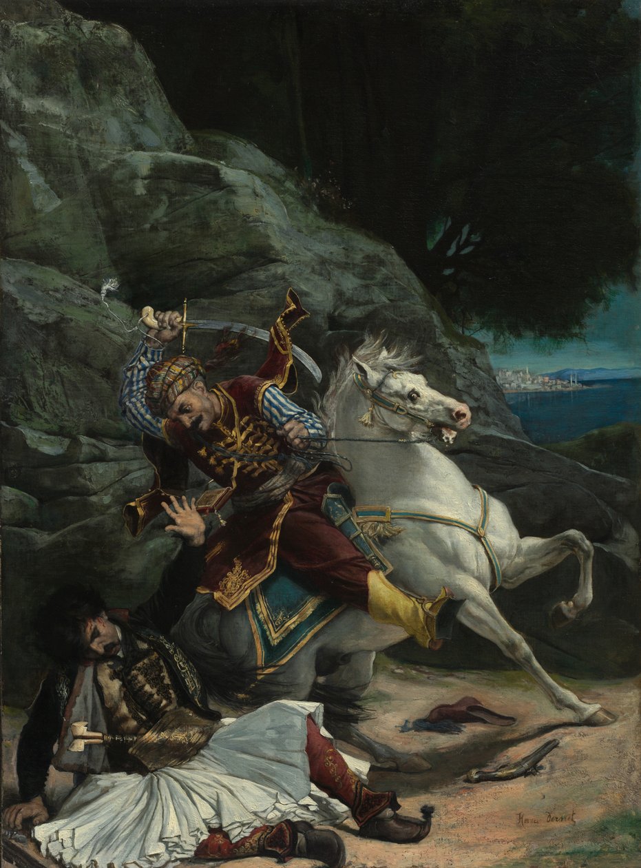 Kamp mellem en græker og en tyrker af imitator of Horace Vernet