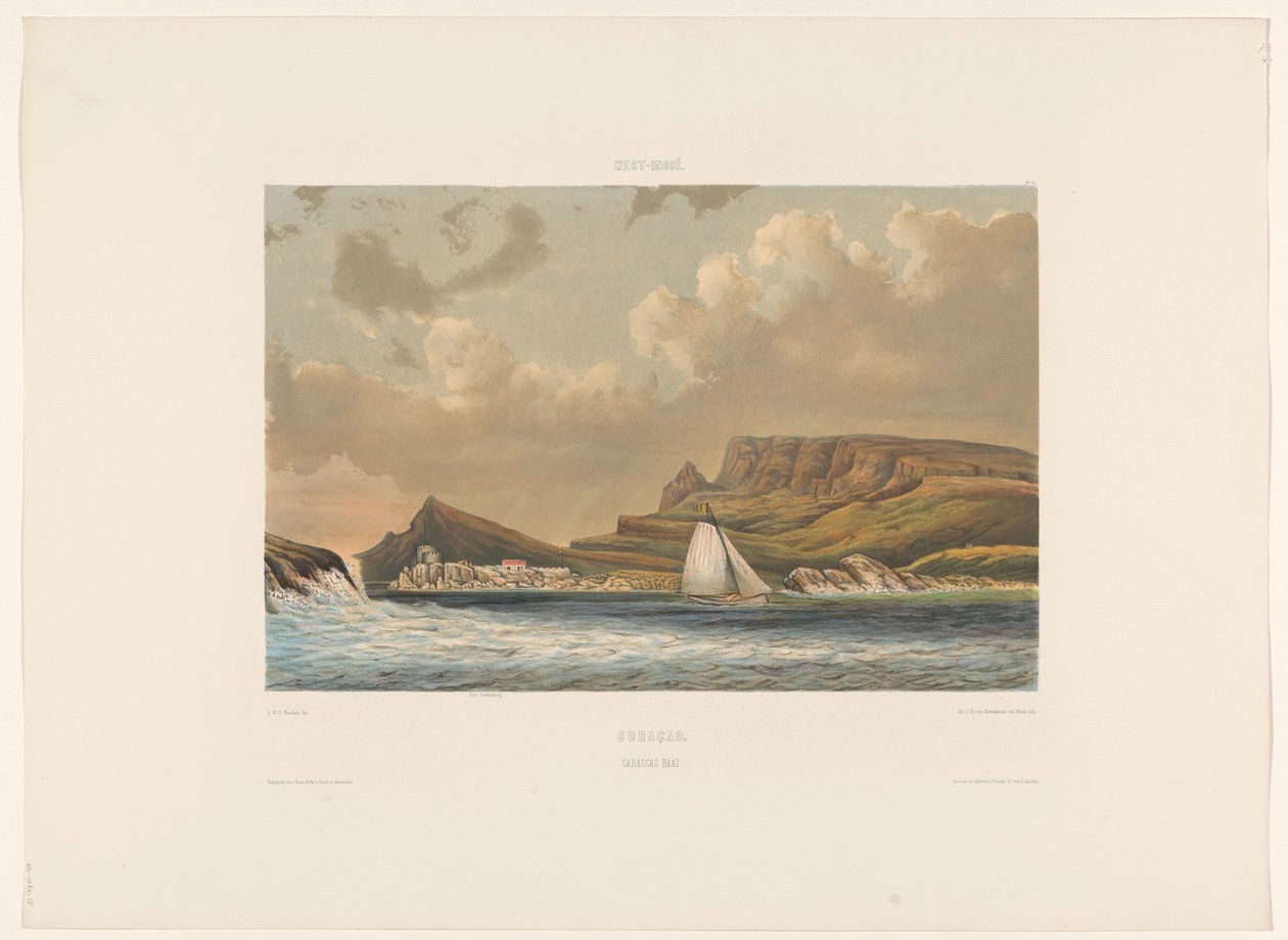 Caracasbaai Curacao. Caraccas Baai (titel på objekt) af jonkheer Jacob Eduard van Heemskerck