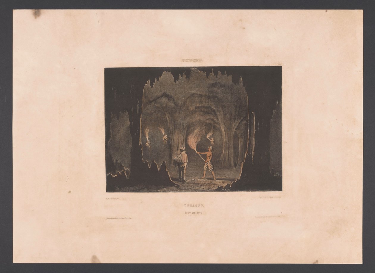 Caves of Hato Curacao. Cave of Hato (titel på objekt) Vestindien (serietitel på objekt) Udsigt fra Hollands Vestindien (serietitel) af jonkheer Jacob Eduard van Heemskerck