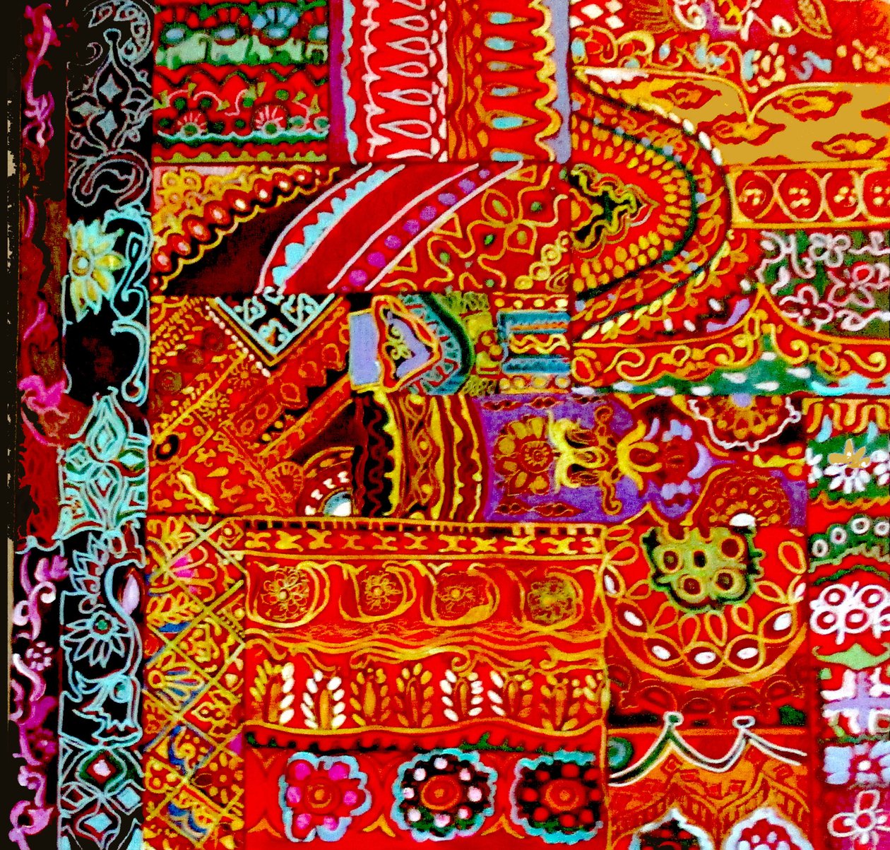Kutch Embroidery, 2017 (blandet, akryl, blæk, olie) af linda arthurs
