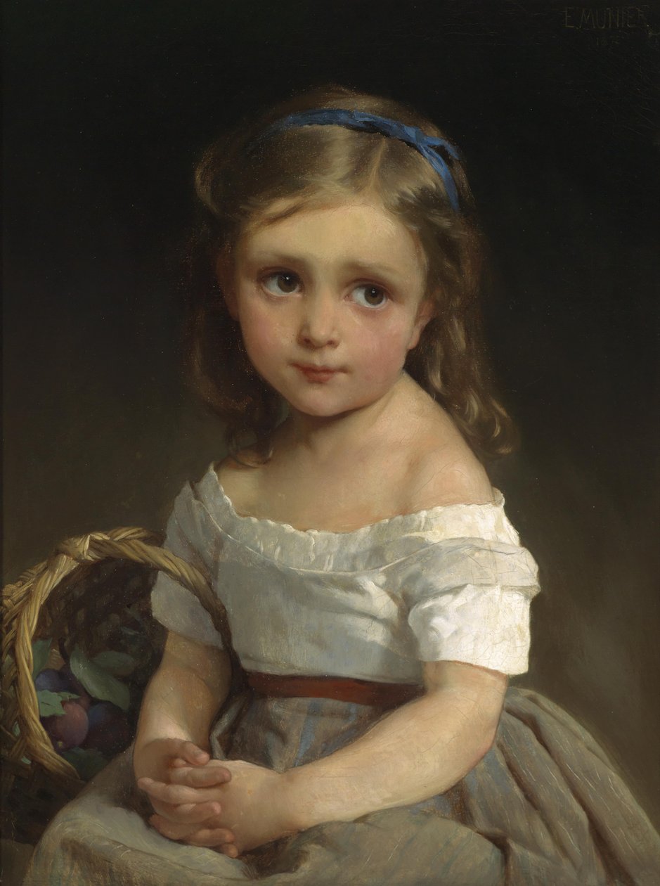 Pige med kurv med blommer af Emile Munier
