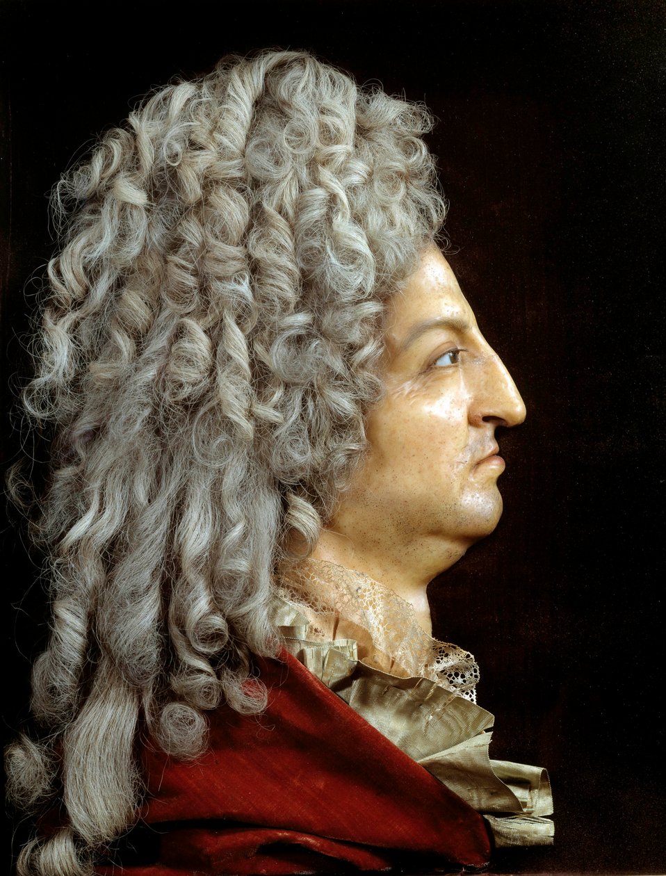 Portræt af kong Ludvig XIV (1638-1715). Voks og tekstil af Antoine Benoist dit du Cercle (1632-1717). Omkring 1705. Søn 0,52x0,42 m Versailles, musee du chateau af or Benoit du Cercle Antoine Benoist
