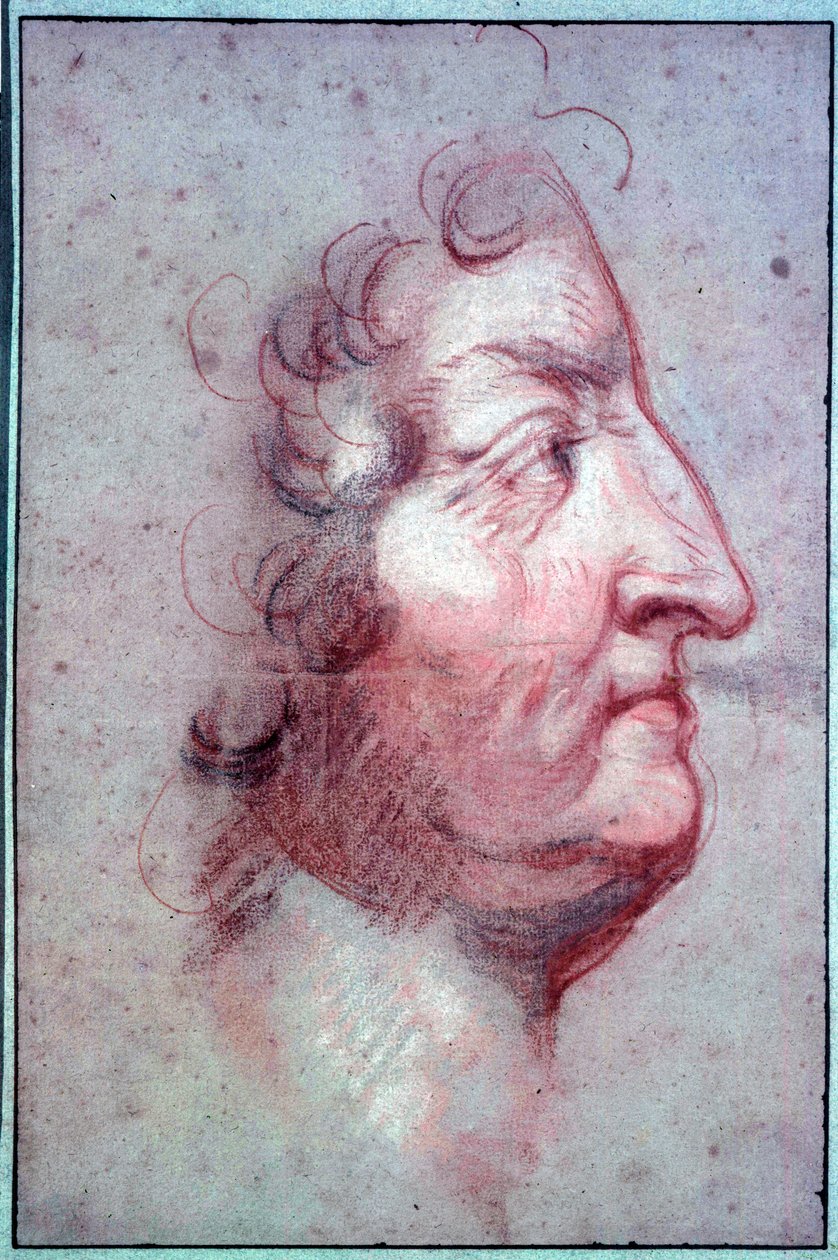 Profilportræt af kongen af Frankrig Louis XIV alder (1638-1715) Tegning a la sanguine tilskrevet Antoine Benoit du Cercle (1632-1717) 1600-tallets Paris, Musee du Louvre af or Benoit du Cercle Antoine Benoist