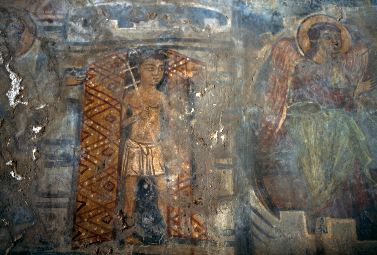 Angel, fresko i kirken Plemeniana, Kreta, Grækenland (foto) af Theodore Charles Ange Coquelin