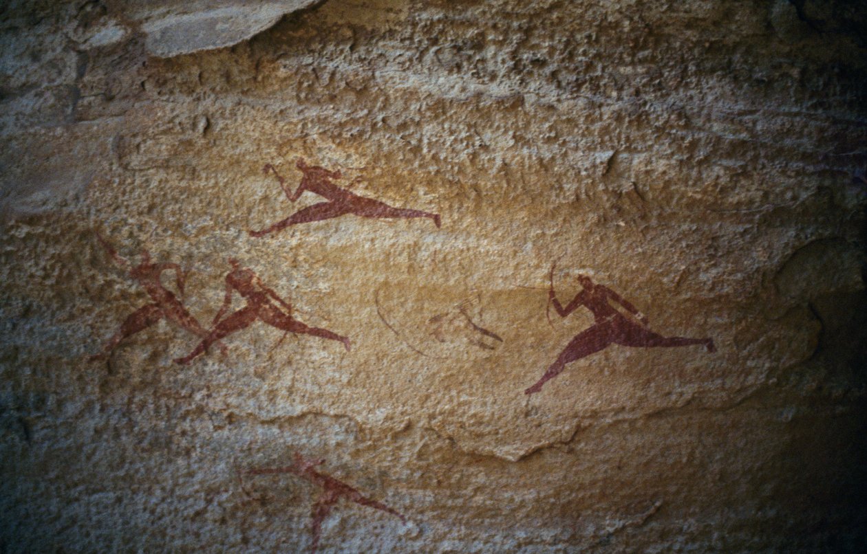 Bueskytter løber, hulemaleri, Tassili n