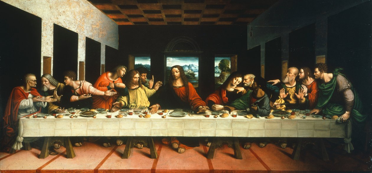 Kopi af sidste nadver af Leonardo da Vinci, af Cesare Magni (første halvdel af 1500-tallet) af or Magno Cesare Magni