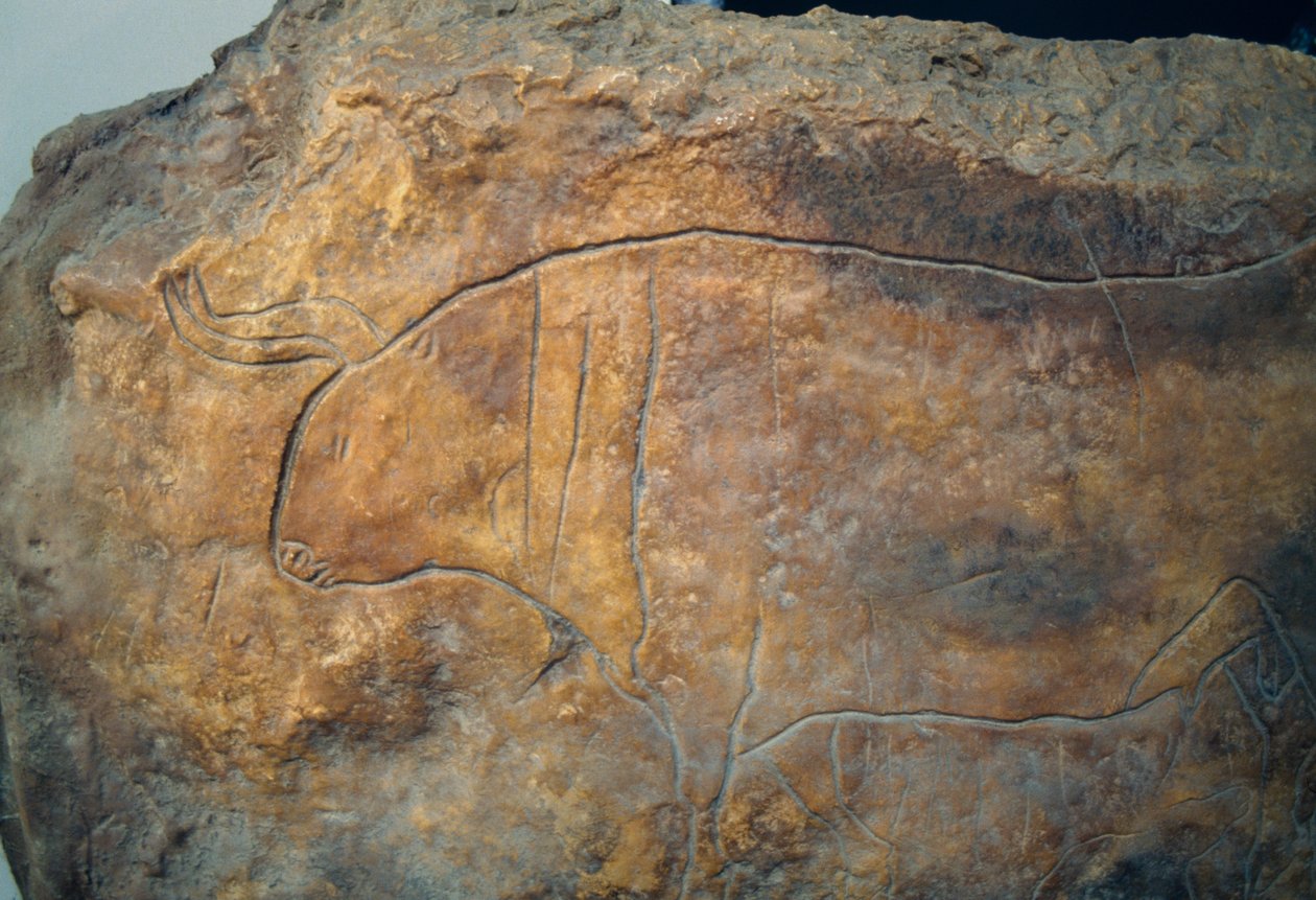 Graffito forestillende tyr. Oldtidens græske civilisation, Magna Graecia af Theodore Charles Ange Coquelin
