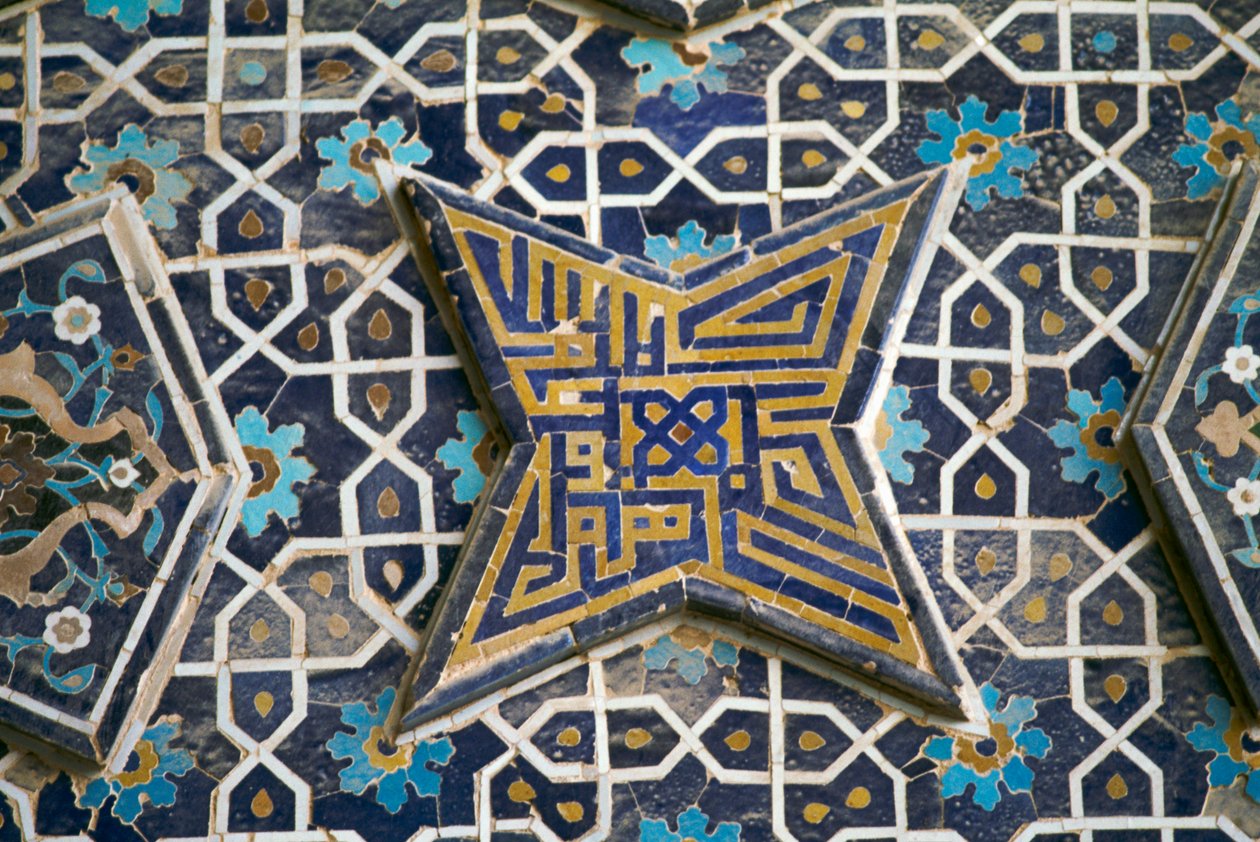 Polykrom flisedekoration, Jameh-moskeen (fredagsmoskeen) (Unescos verdensarvsliste, 2012), Isfahan (Esfahan), Iran af Theodore Charles Ange Coquelin