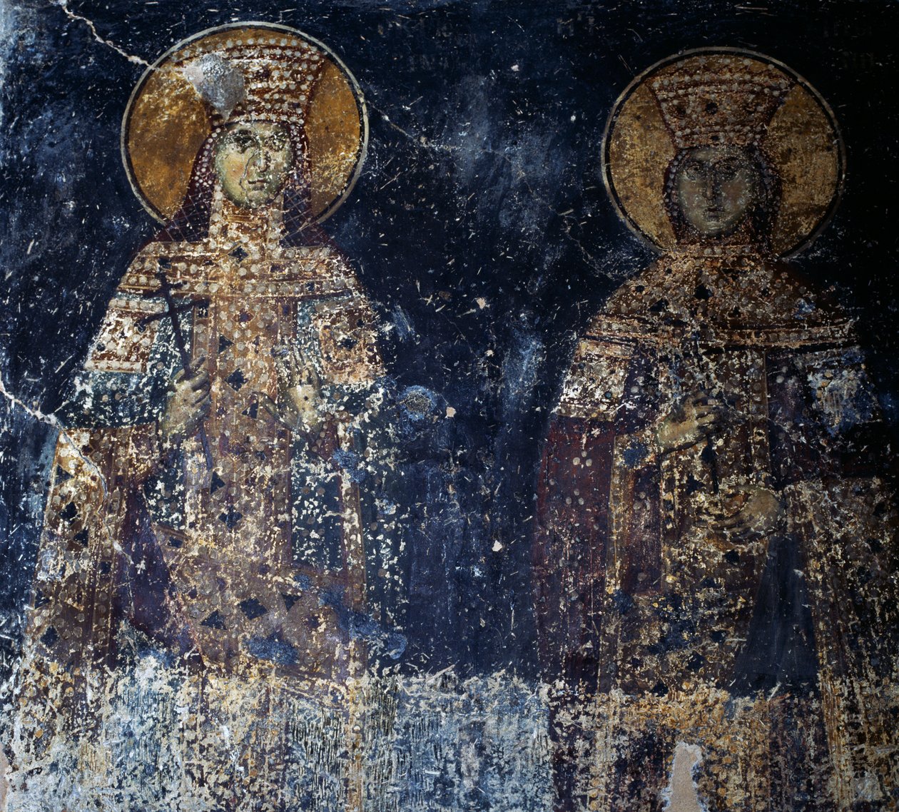 Hellige, fresko i den byzantinske kirke Sotiras Christos, Veria, Central Makedonien, Grækenland af Theodore Charles Ange Coquelin
