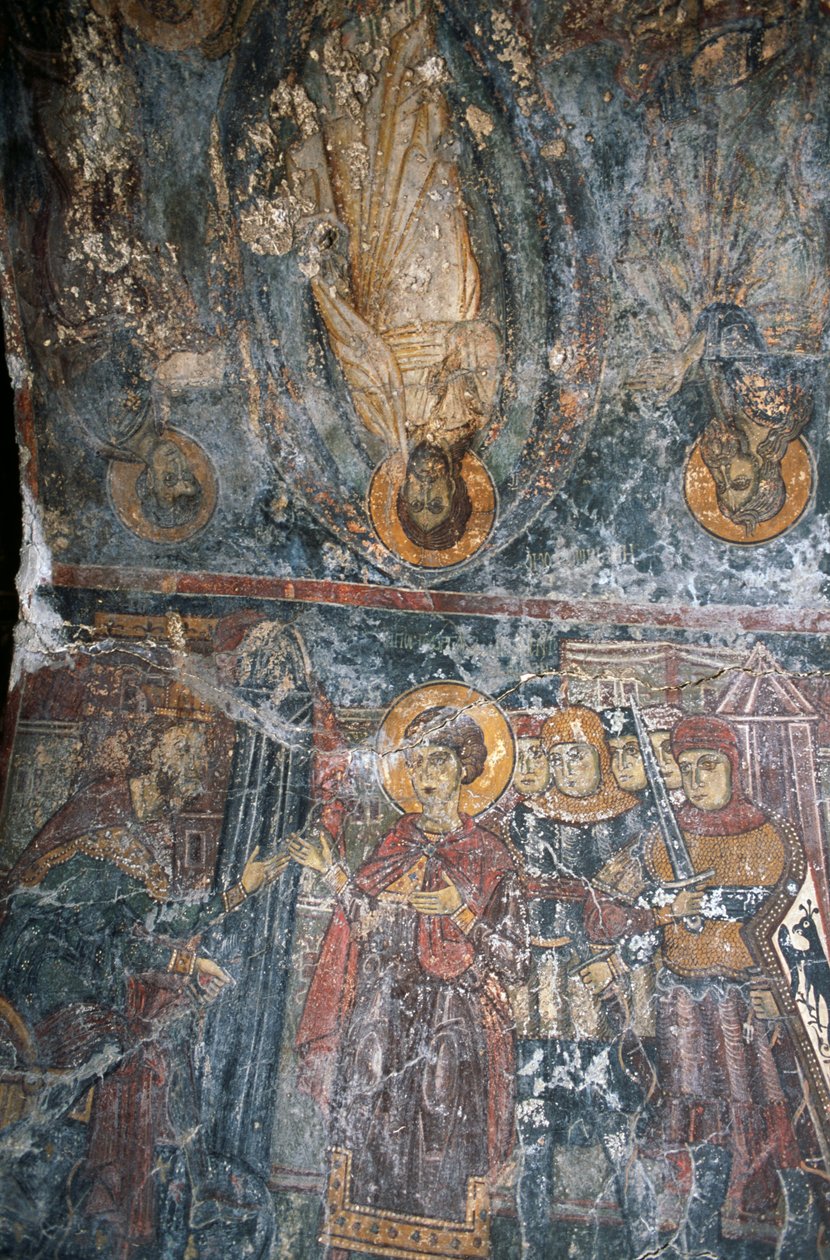 Scener fra Jesu liv, malet hvælving af Pagomenos i Agios Georgios-kirken, Anidri, Kreta, Grækenland af Theodore Charles Ange Coquelin
