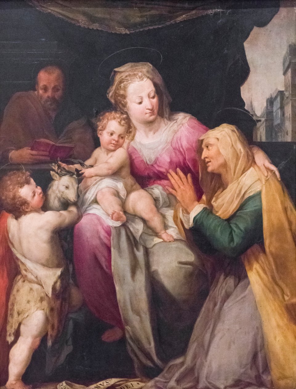 Hellig familie med St Anne og St. John af or Wit Peter (c.1548 1628) Witte