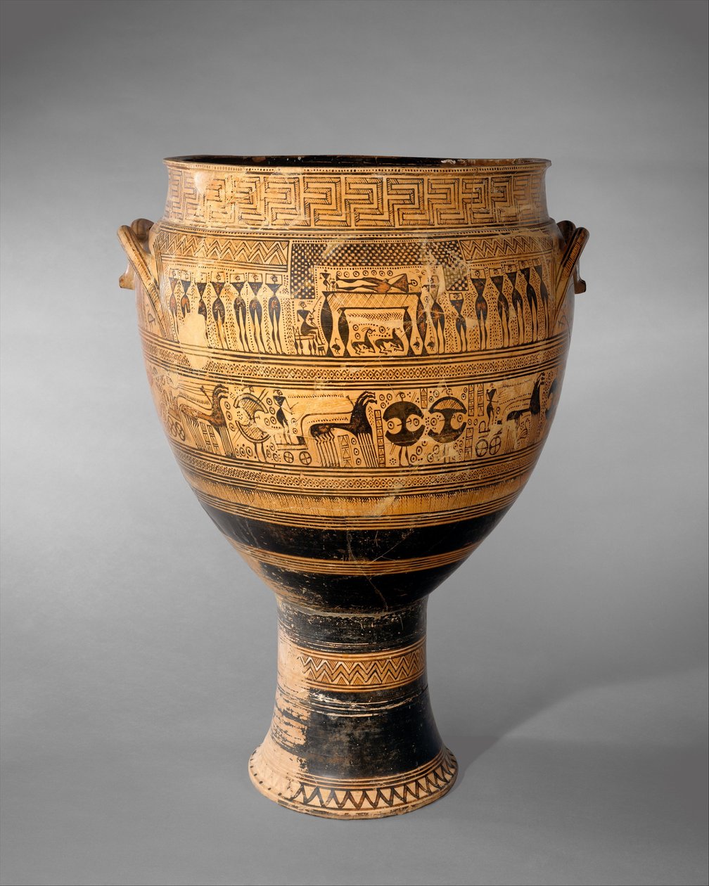 Græsk loftskrater, geometrisk periode (terracotta) af painter Hirschfeld