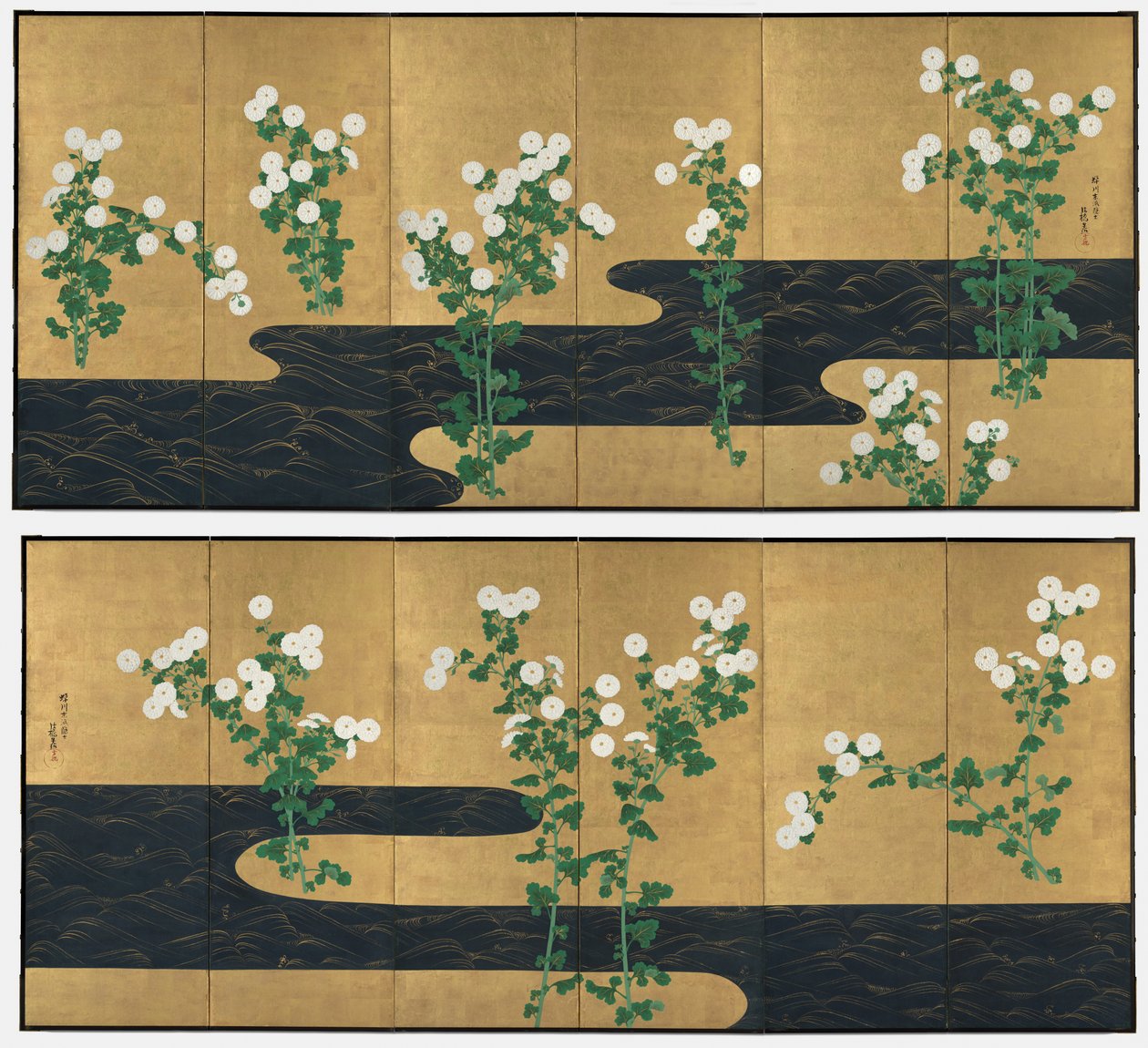 Krysantemum ved en Strøm af possibly by Ogata Kōrin