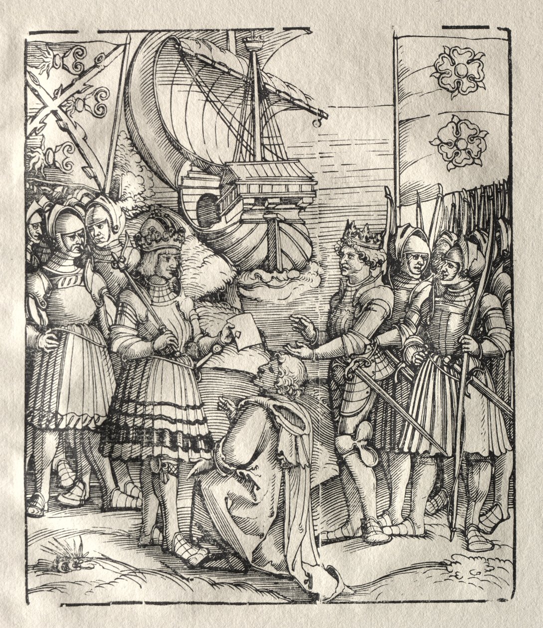 Maximilian slutter fred med Henry VII af possibly by Peter Flötner