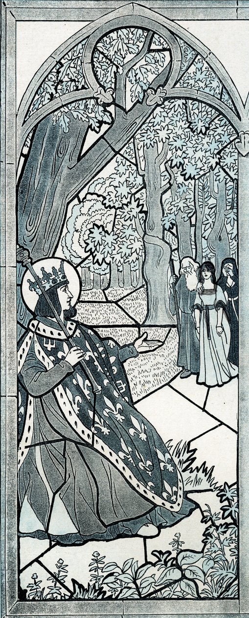 Nogen der gik herfra? ord fra Louis IX dit Saint Louis (1214-1270), som ydede retfærdighed ved foden af en eg for at tilskynde befolkningen til at fortælle deres klager. Illustration af Job (Jacques Marie Gaston Onfray og Breville) (Jacques-Marie) (1858-19 af pseudonym for Onfray de Breville Jacques Job