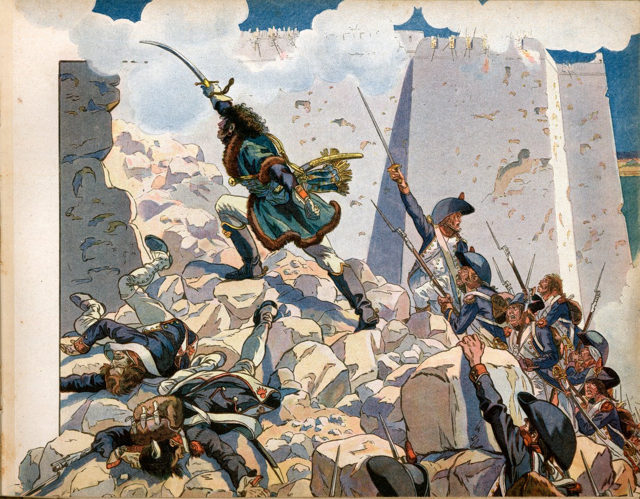Kampagne (Ekspedition) af Egypten: Joachim Murat (1767-1815) ved belejringen af Saint John of Acre i Egypten. Gravering af Jacques Marie Gaston Onfray de Breville dit Job (1858-1931) af pseudonym for Onfray de Breville Jacques Job