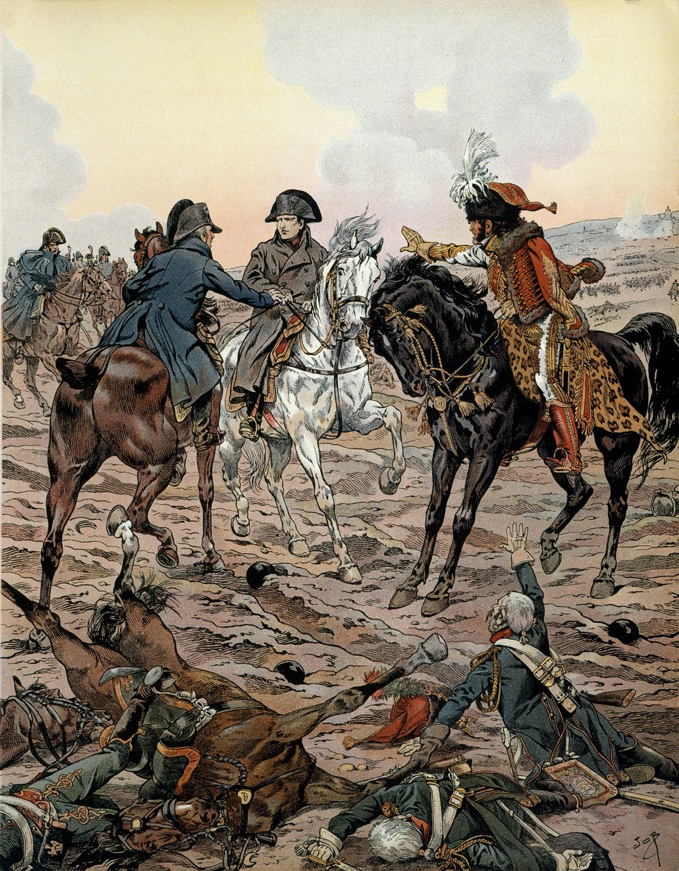 Østrigs felttog (1805): I slaget ved Ulm (mellem 15. og 17. oktober 1805) bad Louis Alexandre (Louis-Alexandre) Berthier (1753-1815) og Joachim Murat (1767-1815) kejseren om at flytte væk fra slagmark for hans sikkerhed - I "" Napoleon" af af pseudonym for Onfray de Breville Jacques Job