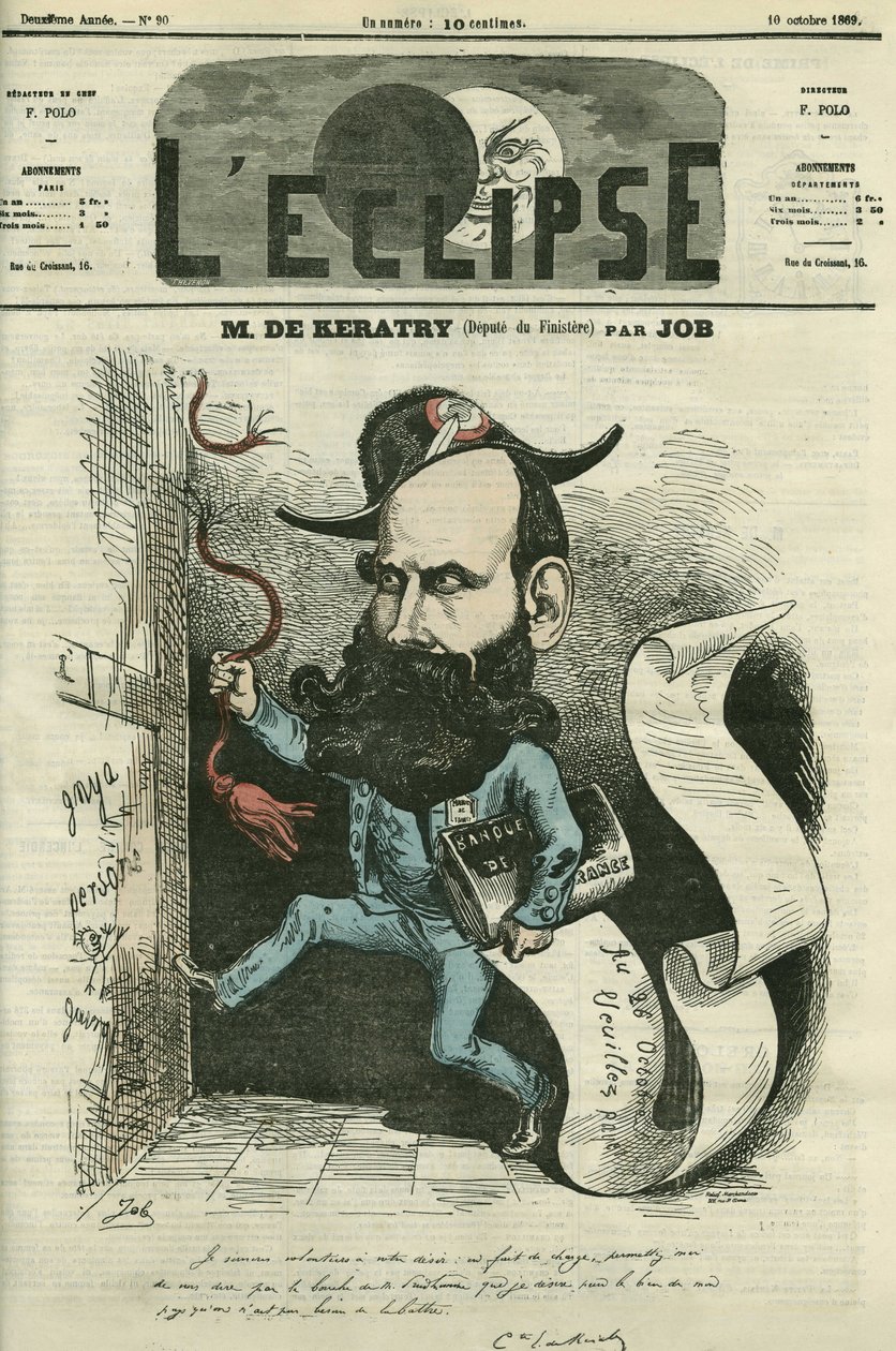 Tegneserie af Emile Keratry (1832-1904), fransk politiker. Cover i "" L